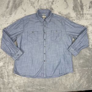 GH‎ Bass Heritage Collection Shirt Mens XXL Blue Chambray Slim Fit Long Sleeve